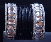 AD stones kadas with plain black glass bangles set.